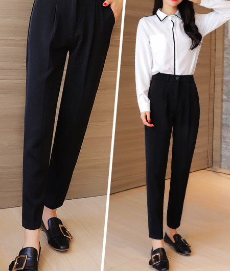 Pantaloni casual dama in negru - potriviti pentru primavara si vara