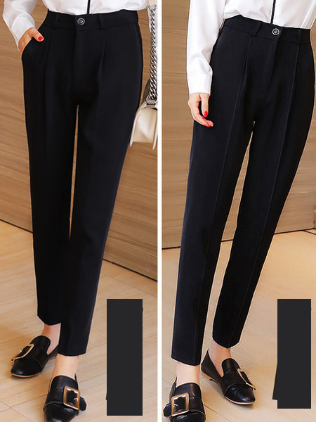 Pantaloni casual dama in negru - potriviti pentru primavara si vara