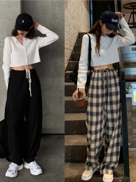 Pantaloni largi dama casual cu cravate