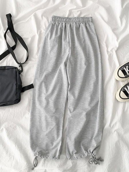 Pantaloni de dama cu talie elastica si cravate in doua culori