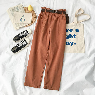 Pantaloni eleganti de dama cu centura si buzunare