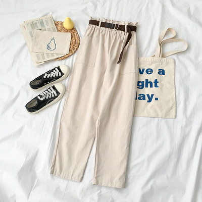 Pantaloni eleganti de dama cu centura si buzunare