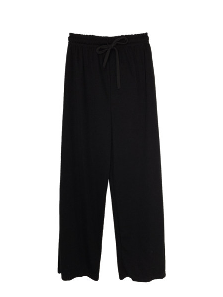 Pantaloni largi de dama cu talie inalta si cravate