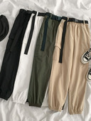 Pantaloni de dama cu curea si buzunare in patru culori