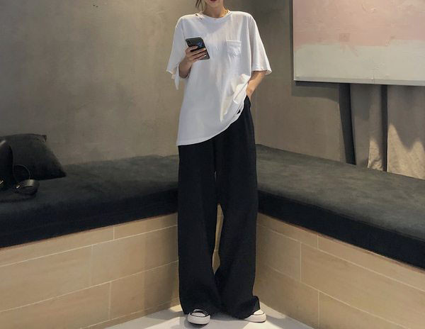 Дамски широк панталон с висока талия в два цвята