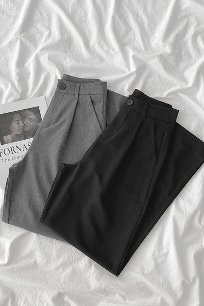 Κλασικό γυναικείο παντελόνι με τσέπες και ψηλή μέση - δύο χρώματα