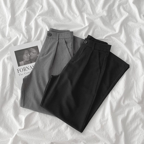 Κλασικό γυναικείο παντελόνι με τσέπες και ψηλή μέση - δύο χρώματα