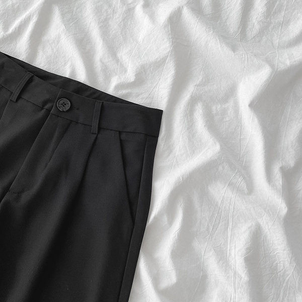 Κλασικό γυναικείο παντελόνι με τσέπες και ψηλή μέση - δύο χρώματα