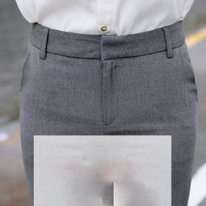 Γυναικείο κομψό παντελόνι με τσέπη σε γκρι και μαύρο χρώμα