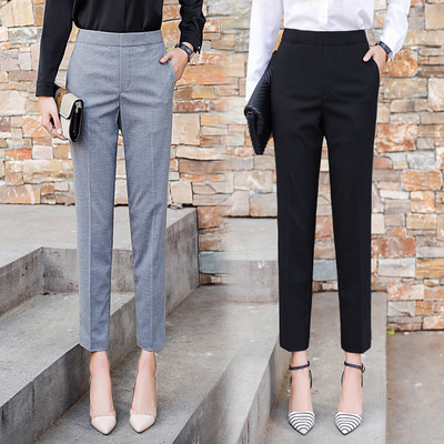 Дамски елегантен панталон с джоб в сив и черен цвят