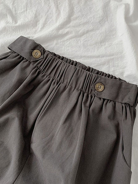 Дамски модерен панталон с ластична талия в сив и син цвят 