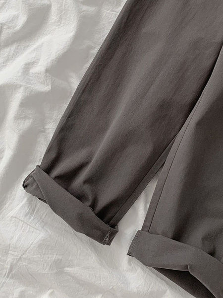 Дамски модерен панталон с ластична талия в сив и син цвят 