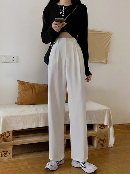 Pantaloni largi de primăvară de damă cu buzunare