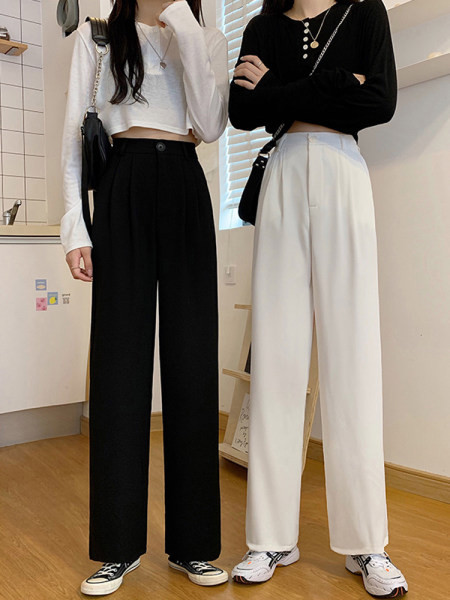 Pantaloni largi de primăvară de damă cu buzunare