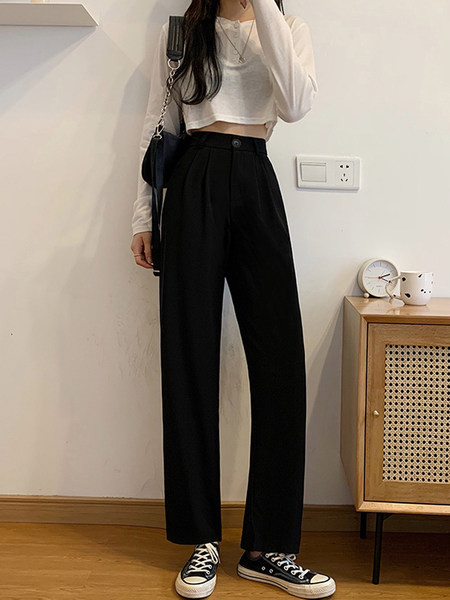 Pantaloni largi de primăvară de damă cu buzunare