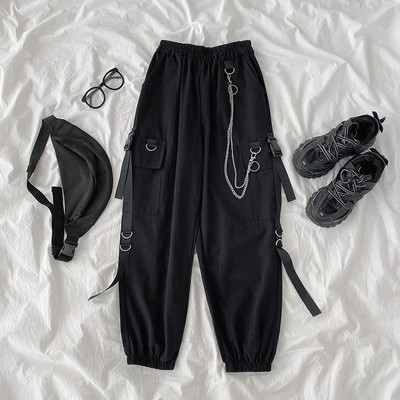 Pantaloni moderni de dama cu lant si buzunare