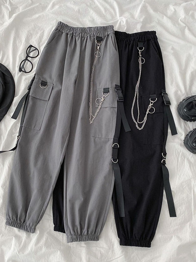 Дамски модерни панталони с верижка и джобове