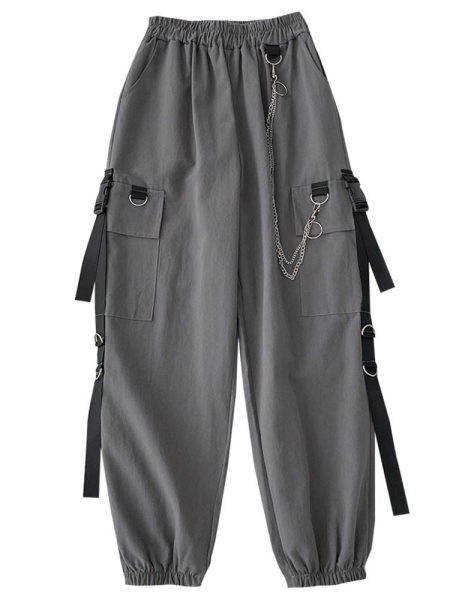 Pantaloni moderni de dama cu lant si buzunare