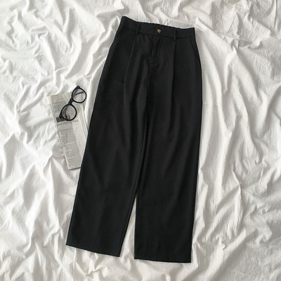 Pantaloni dama model uni cu talie inalta si buzunare