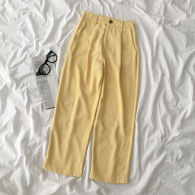 Pantaloni dama model uni cu talie inalta si buzunare