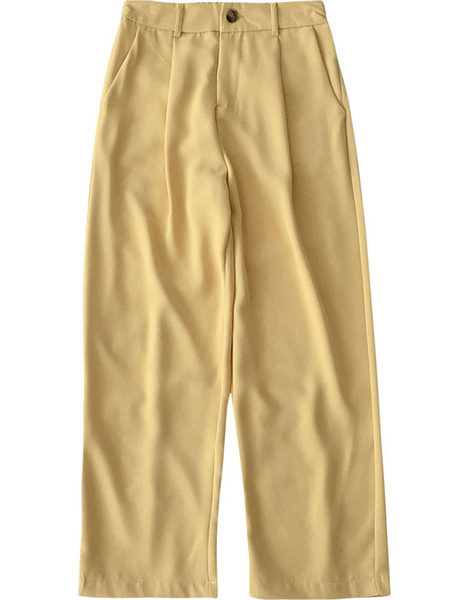 Pantaloni dama model uni cu talie inalta si buzunare