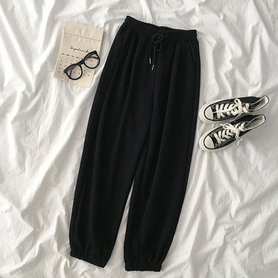 Pantaloni sport de dama cu cravate si talie elastica