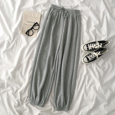 Pantaloni sport de dama cu cravate si talie elastica