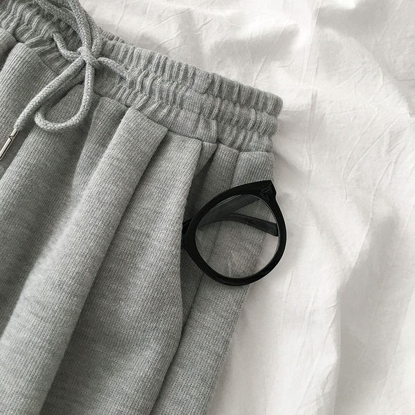 Pantaloni sport de dama cu cravate si talie elastica