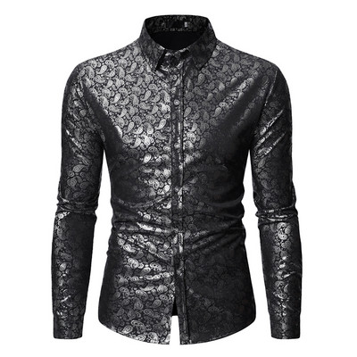 Cămașă elegantă cu model clasic cu guler și nasturi