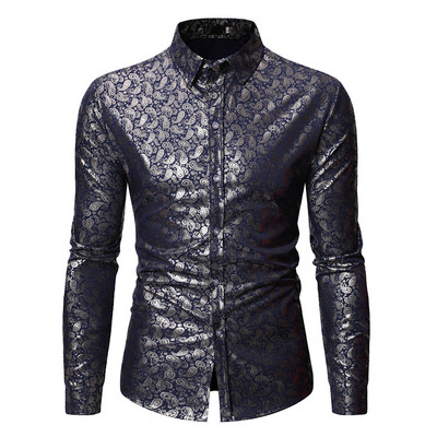 Cămașă elegantă cu model clasic cu guler și nasturi