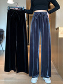 Tiesaus modelio moteriškos aksominės kelnės su kaklaraiščiais