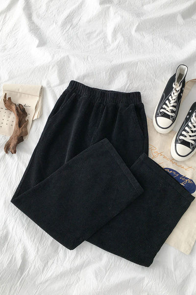 Дамски модерен панталон с висока ластична талия 