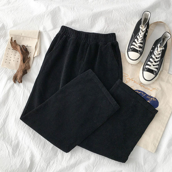 Дамски модерен панталон с висока ластична талия 