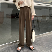 Pantaloni largi de dama cu talie inalta si nasturi