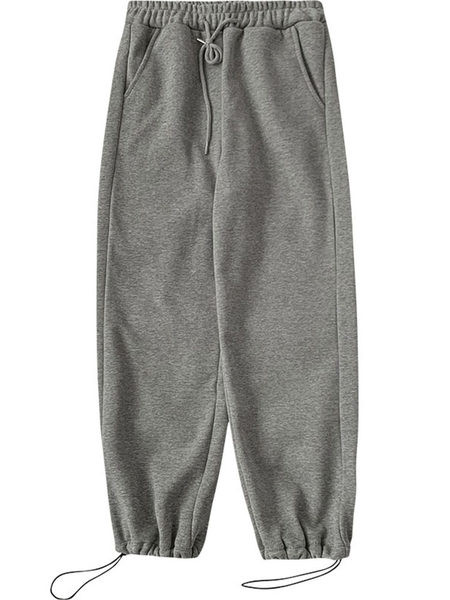 Дамски ежедневен панталон с ластична талия в черен и сив цвят 