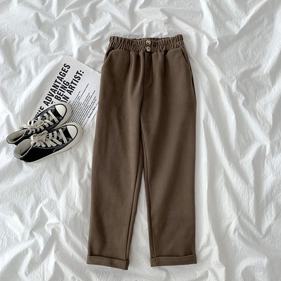 Pantaloni casual dama cu talie inalta si nasturi