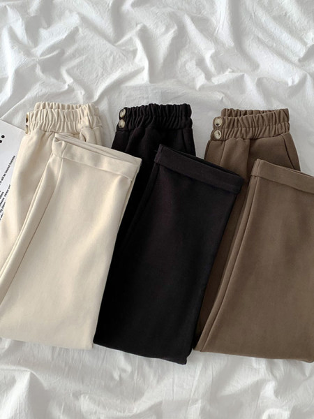 Pantaloni casual dama cu talie inalta si nasturi