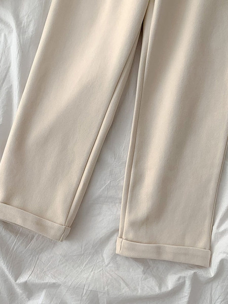 Pantaloni casual dama cu talie inalta si nasturi