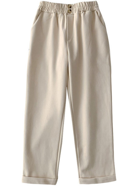 Pantaloni casual dama cu talie inalta si nasturi