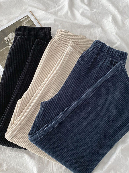 Ženske baršunaste hlače s elastičnim strukom u tri boje