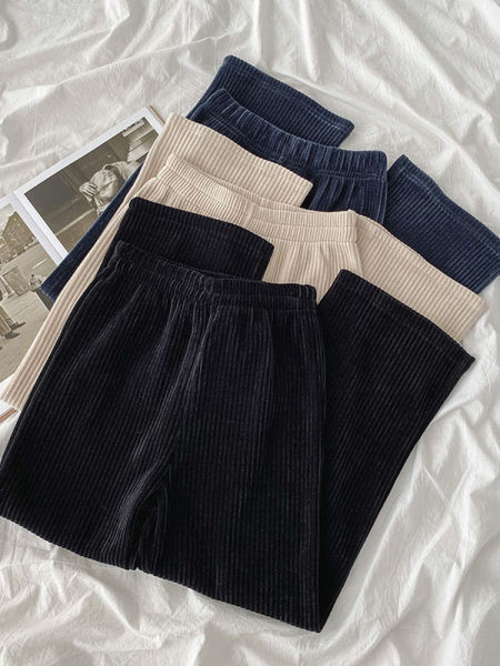 Ženske baršunaste hlače s elastičnim strukom u tri boje