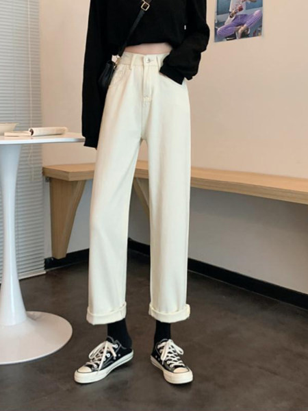 Pantaloni de dama cu talie inalta si lungime 9/10