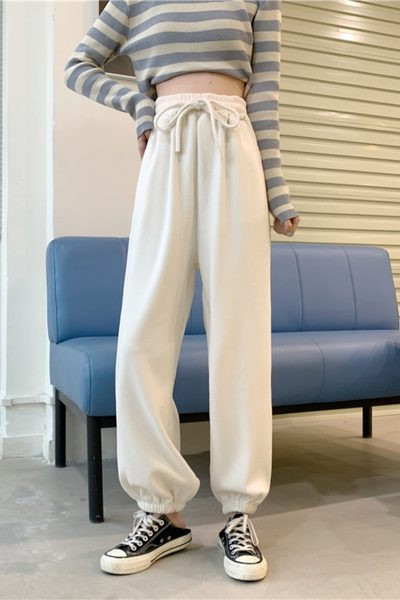 Ежедневен  дамски панталон с връзки и висока талия