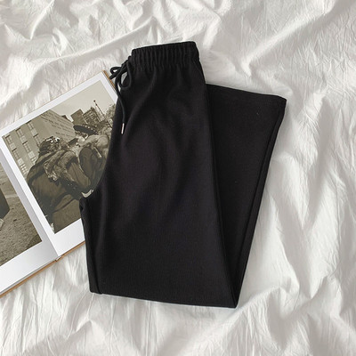 Pantaloni sport dama cu cravate in alb si negru