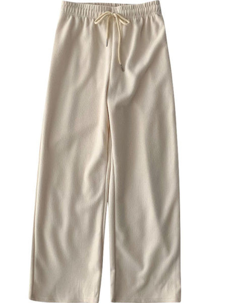 Pantaloni sport dama cu cravate in alb si negru