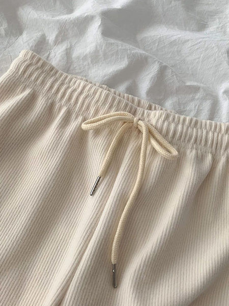 Pantaloni sport dama cu cravate in alb si negru