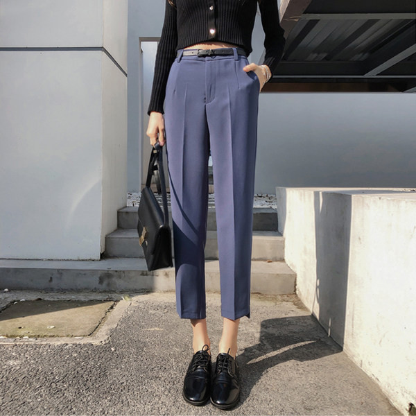 Модерен дамски панталон с дължина 9/10 в черен и бежов цвят