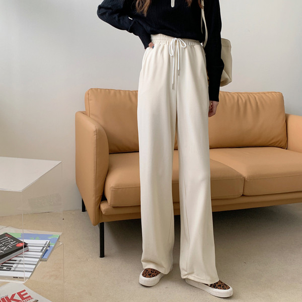 Pantaloni de dama model drept cu talie inalta - elastic