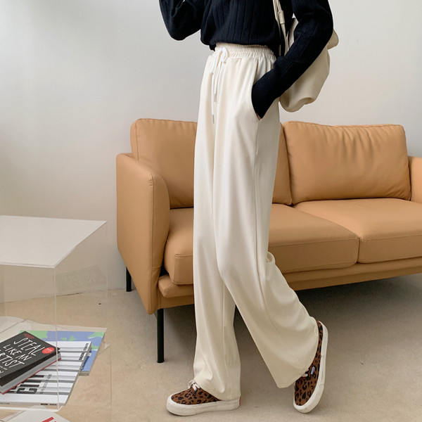 Pantaloni de dama model drept cu talie inalta - elastic