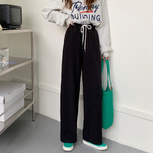 Pantaloni de dama model drept cu talie inalta - elastic